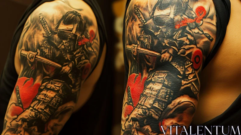 Arm Tattoo: Samurai Warrior in Ink AI Image