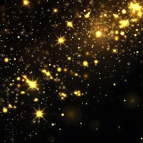 Celestial Gold Glitter Starfall Design