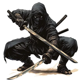 Stealthy Ninja with Katana Blades