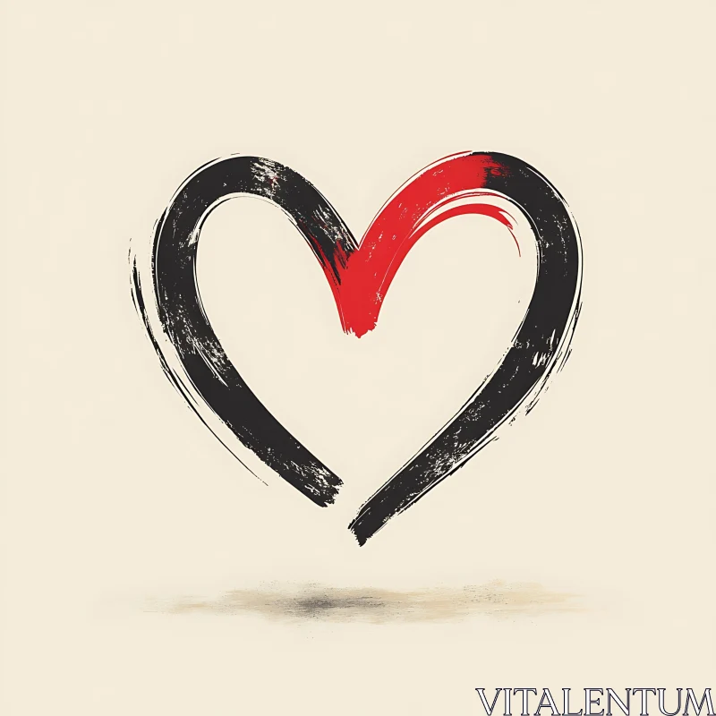 Stylized Heart Painting with Red Accent AI Image