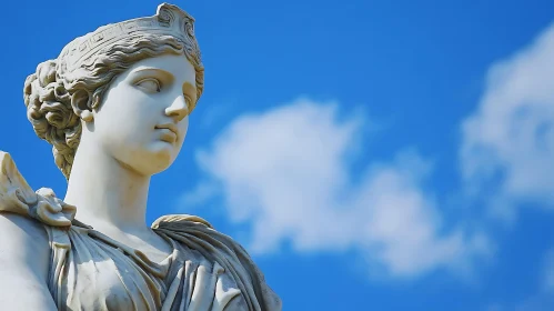 Classical Sculpture with Cloudscape