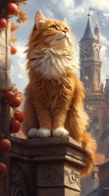 Ginger Cat with Towering Spire