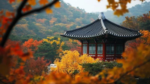 Pagoda in Autumn Landscape