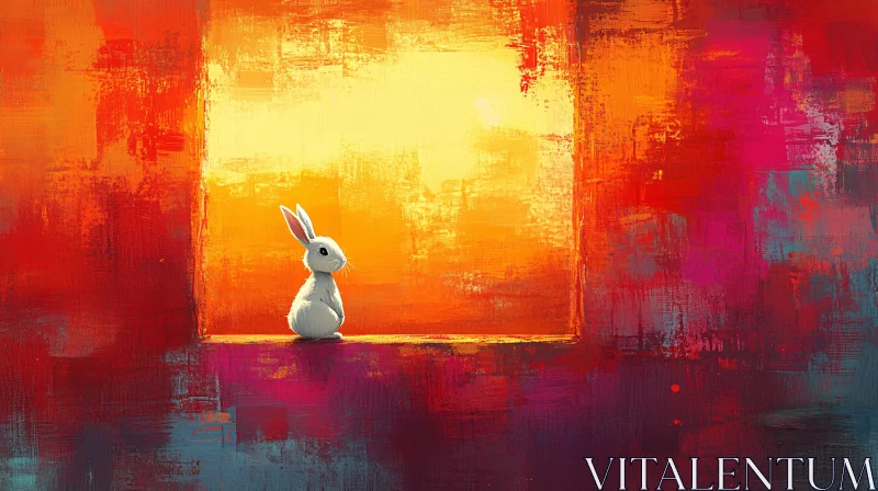 AI ART Vivid Abstract Bunny Art