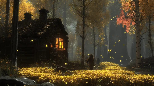 Cabin in the Woods: A Fall Scene