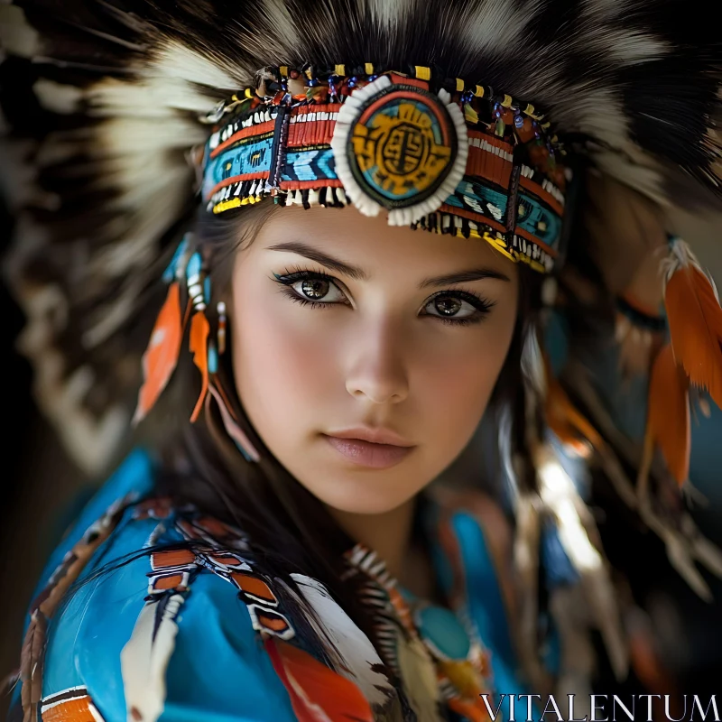 Woman in Traditional Headdress AI Image