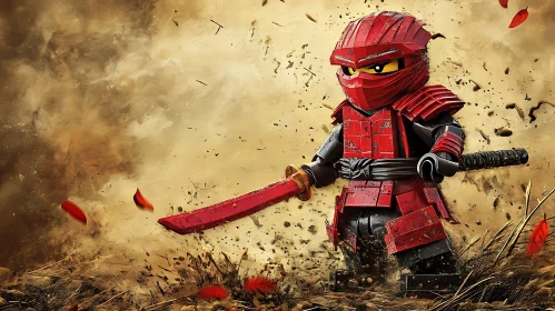 Red Lego Ninja with Sword