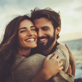 Happy Couple Portrait by the Ocean