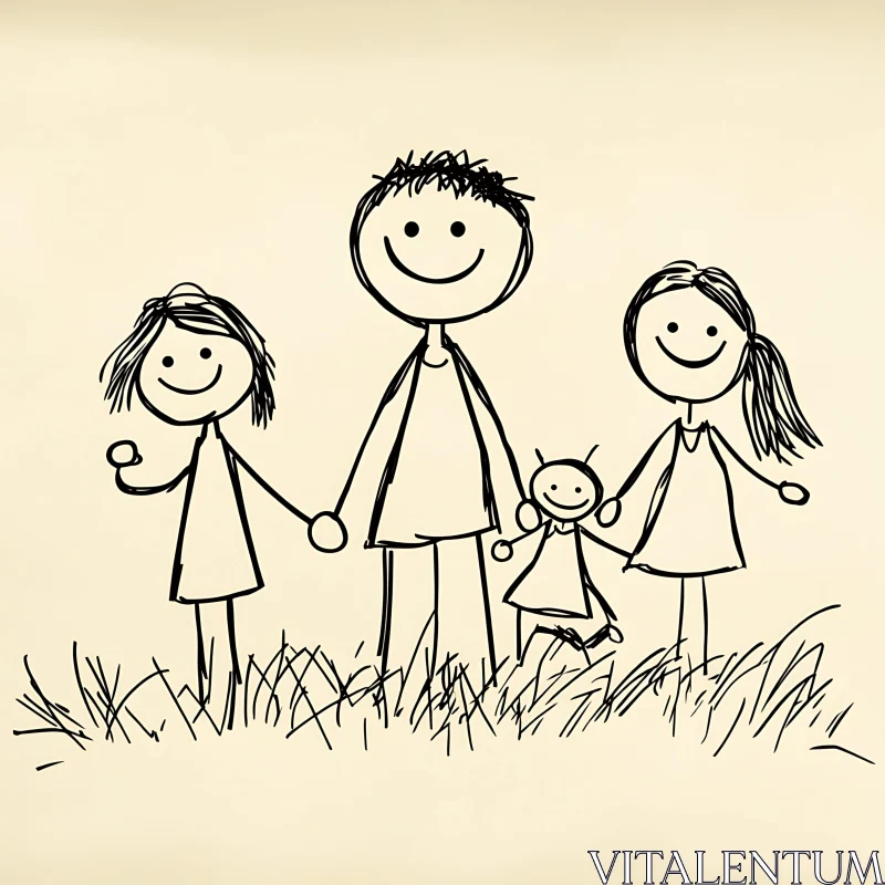 AI ART Simple Family Portrait in Line Art