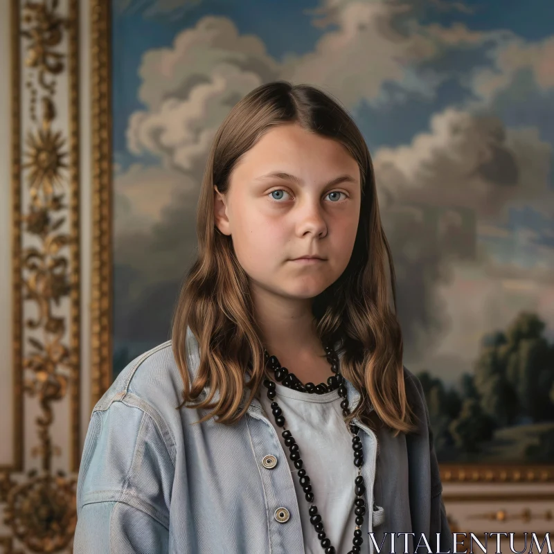 AI ART Greta Thunberg Vintage Portrait Art