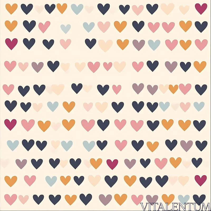 AI ART Seamless Heart Pattern in Pastel Colors