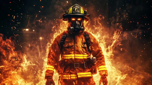 Firefighter Amidst Scorching Flames