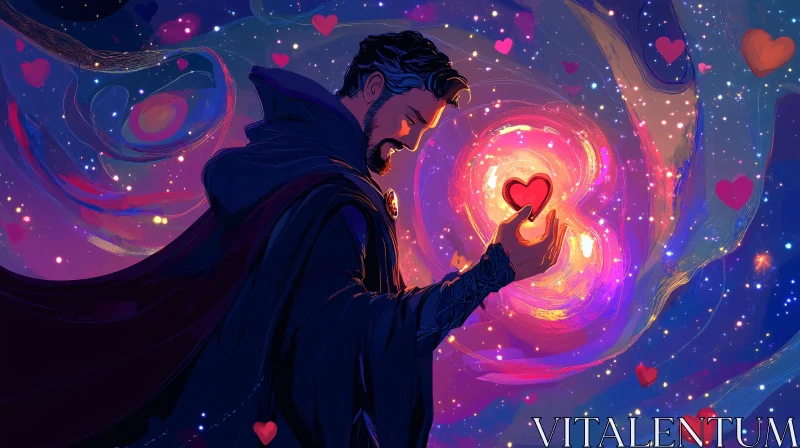 Enchanting Heart: A Wizard's Affection AI Image