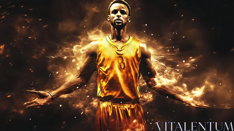 Golden Uniform Basketball Player AI Image