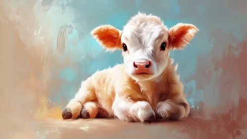Adorable Young Calf Painting