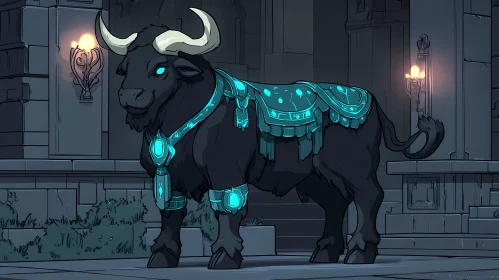 Luminescent Fantasy Bull Illustration