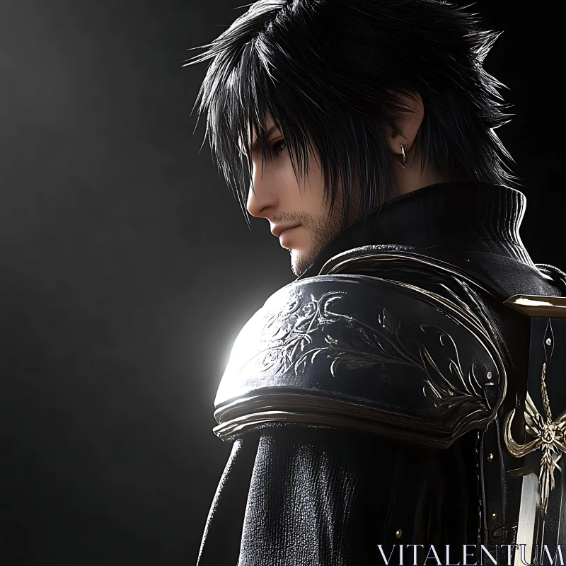 AI ART Warrior in Shadows: A Noctis Portrait