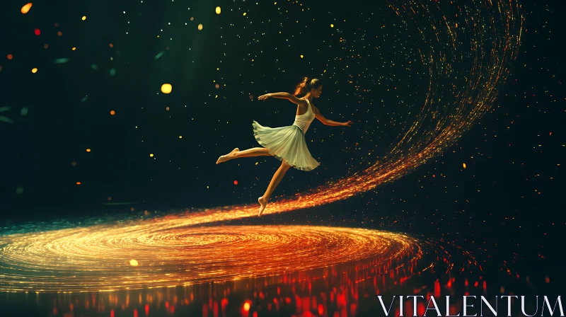 Ballerina's Cosmic Leap: A Dance of Light AI Image