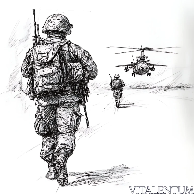 Military Operation Sketch AI Image