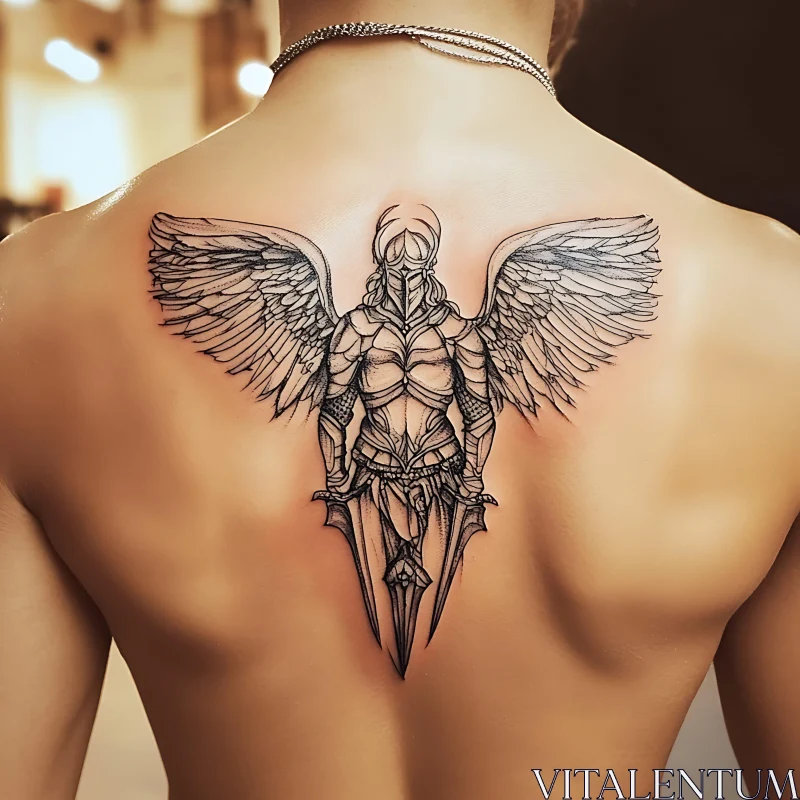 AI ART Armored Angel Tattoo Back Piece