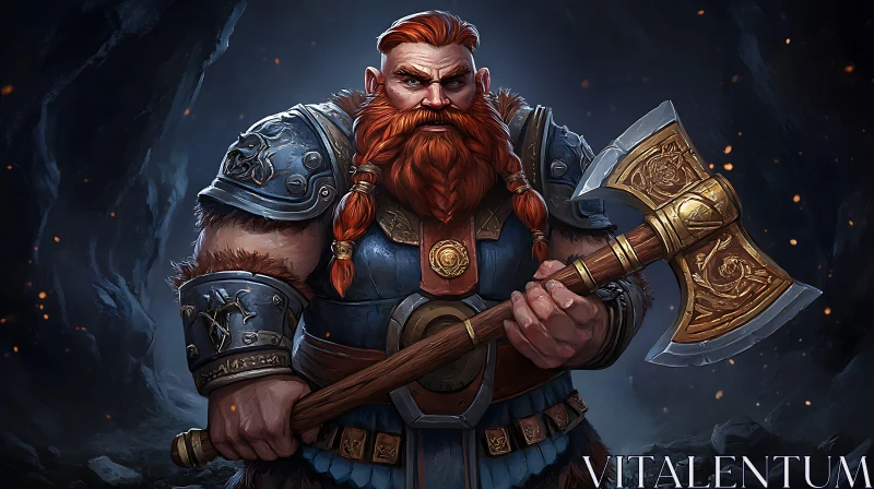 Battle-Ready Dwarf Warrior Portrait AI Image