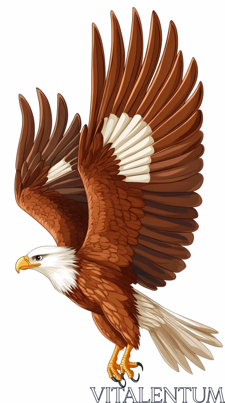 Eagle Soaring with Wide Wings AI Image