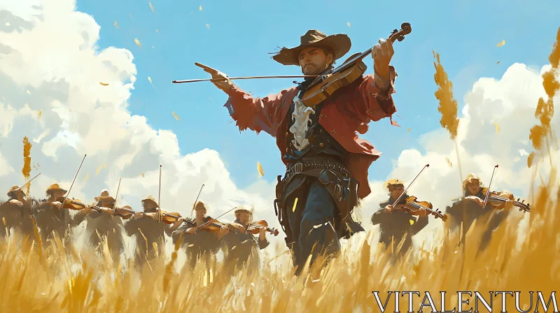 Western Violinists Serenade the Plains AI Image