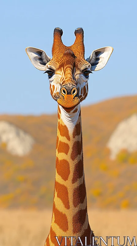 Inquisitive Giraffe Portrait AI Image