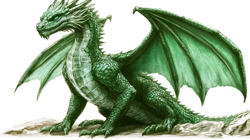 Verdant Dragon Perched on Stone