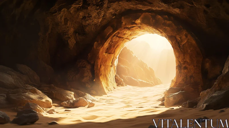 AI ART Mysterious Cave Illuminated by Sunlight