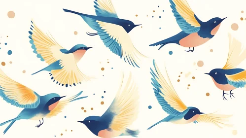 Whimsical Birds Graphic Art Print