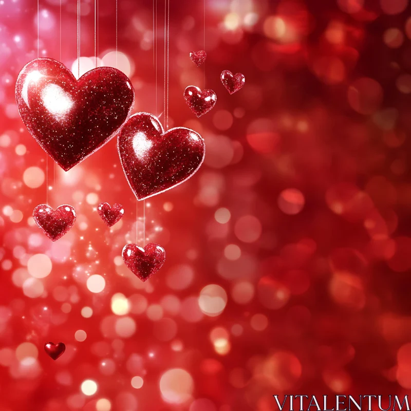 Red Hearts Bokeh Background AI Image