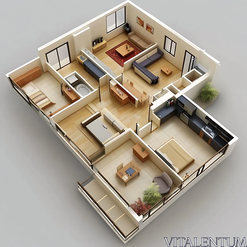 Detailed Isometric Home Layout AI Image