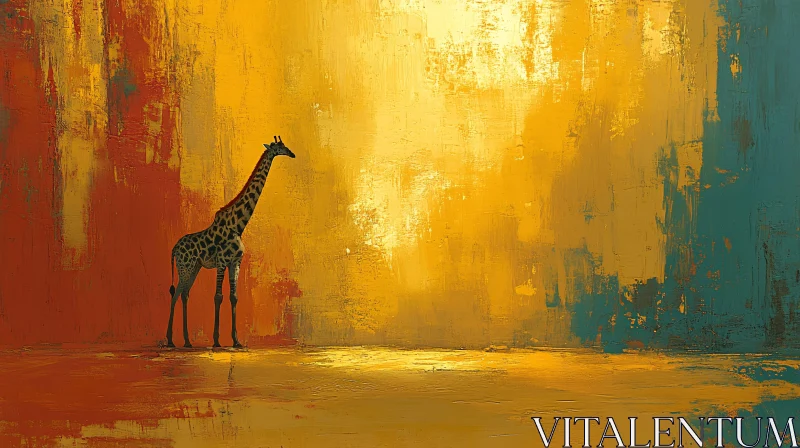 Wildlife Art: Giraffe and Abstract Colors AI Image