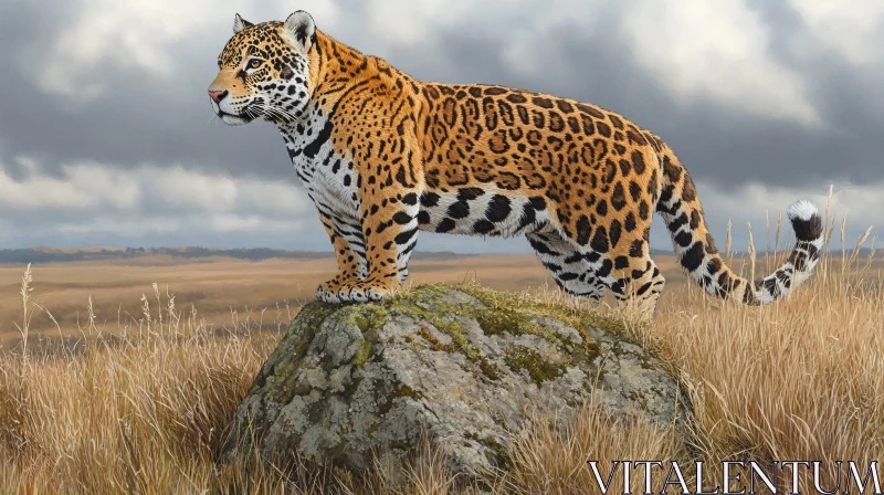 Wild Jaguar on Rock AI Image