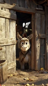 Charming Donkey in Rustic Barn