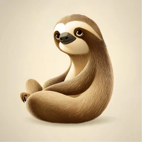 Adorable Sitting Sloth Illustration