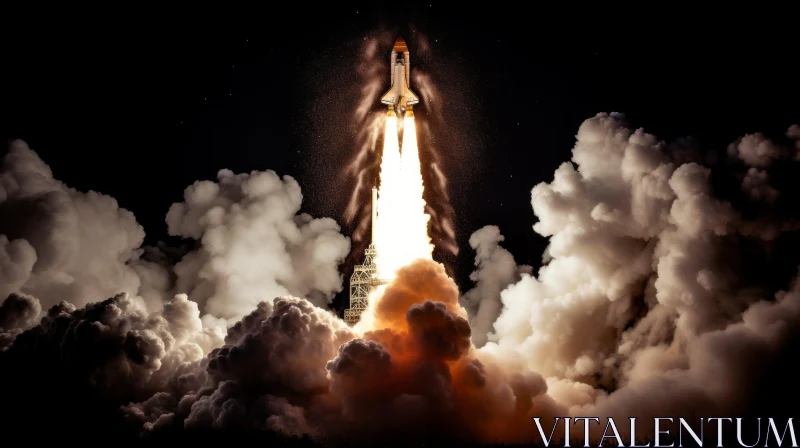 Captivating Space Shuttle Launch with Dynamic Clouds AI Image