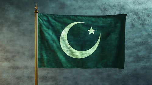 Green Flag with Crescent and Star