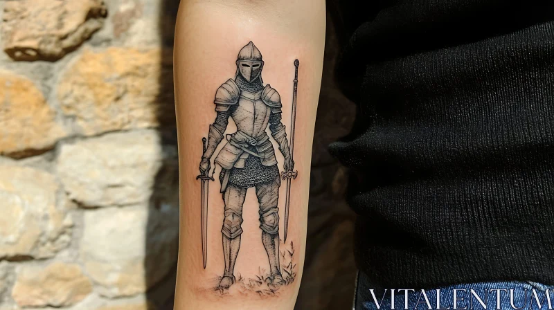 AI ART Armored Warrior Tattoo Design