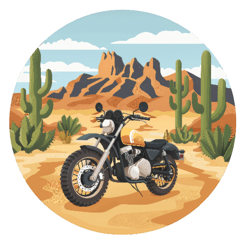 Desert Motorcycle Adventure in Sepia Tone POD Design