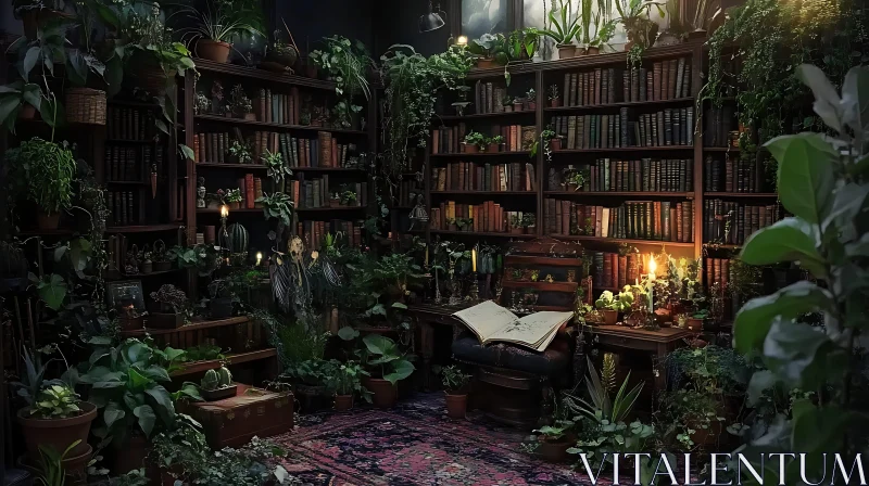 Botanical Book Nook AI Image