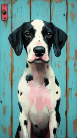 Dalmatian Dog Against Rustic Wooden Backdrop