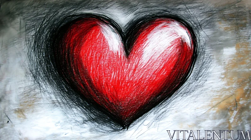 AI ART Heartfelt Charcoal Drawing of Love