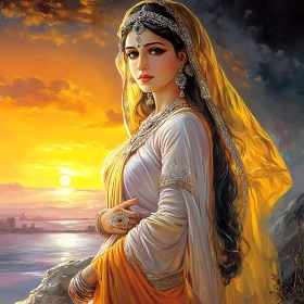 Sunset Portrait of Woman in Traditional Dress