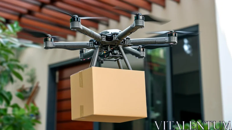 Graceful Drone Delivery: A Captivating Image of Technology and Industrial Aesthetics AI Image