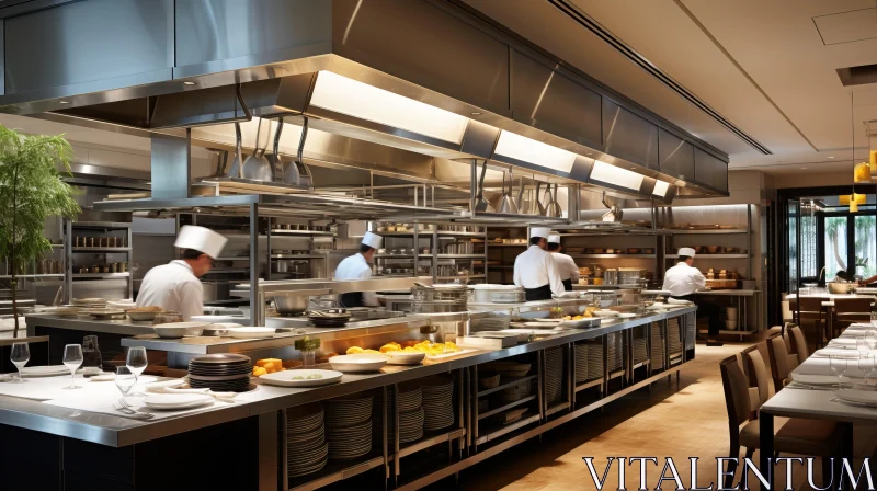 High-Class Restaurant Kitchen with Precisionist Design AI Image