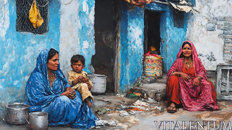 AI ART Women and Child in Traditional Indian Setting