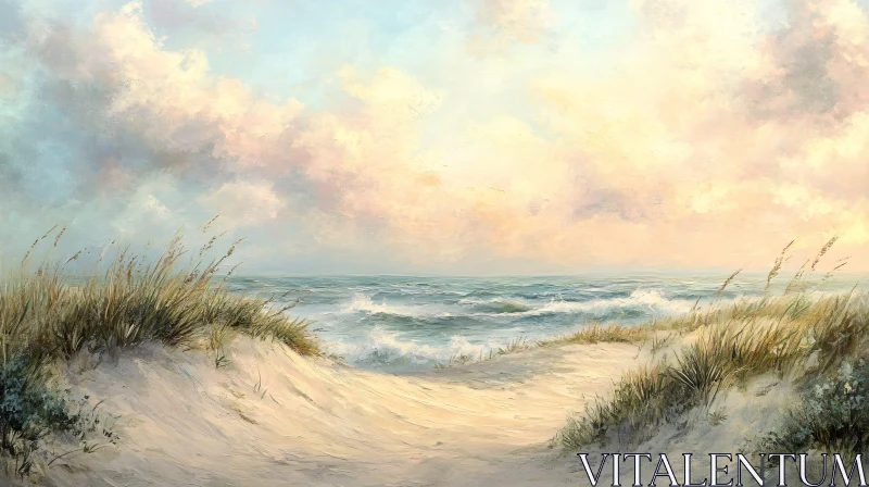 AI ART Peaceful Coastal Landscape at Sunset