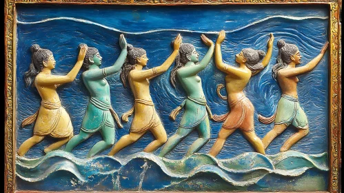 Vintage Water Sculpture with Six Figures